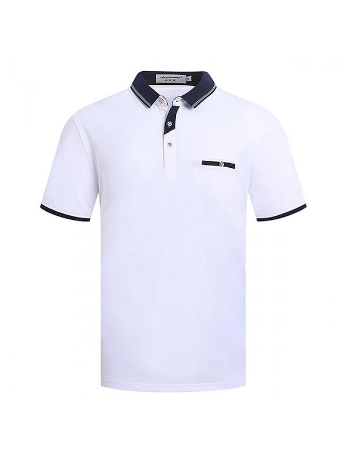 Summer Mens Soild Color Multi-color Short-Sleeve Golf Shirt Breathable Cotton Lapel T-Shirt