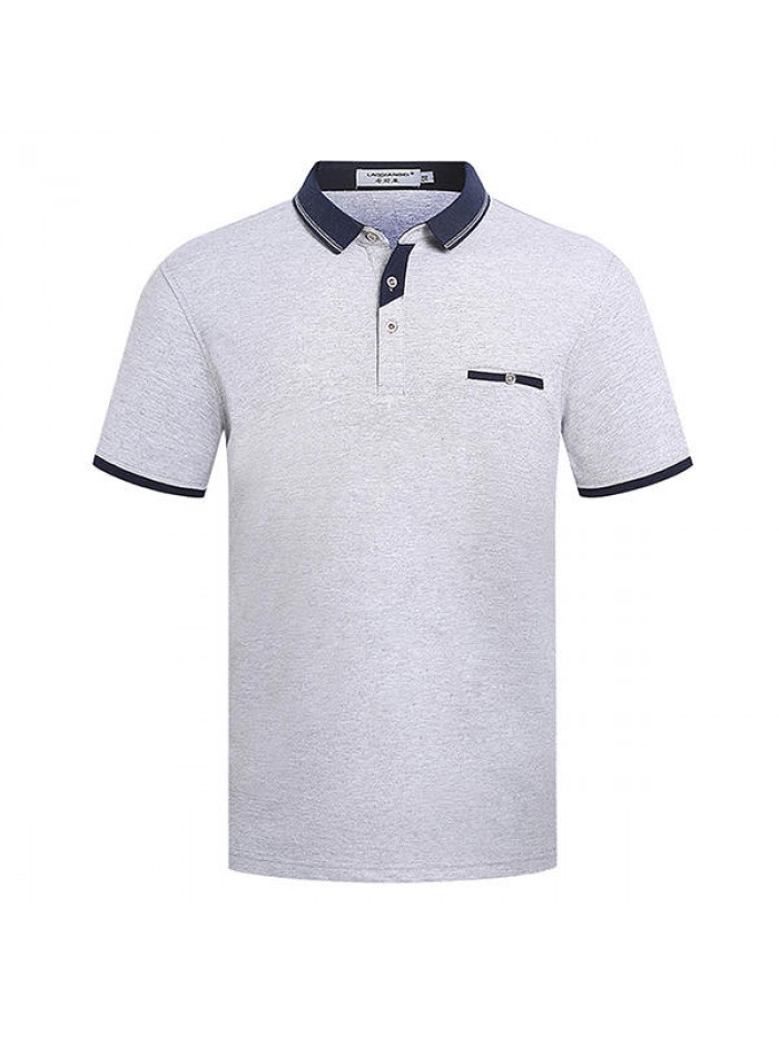 Summer Mens Soild Color Multi-color Short-Sleeve Golf Shirt Breathable Cotton Lapel T-Shirt