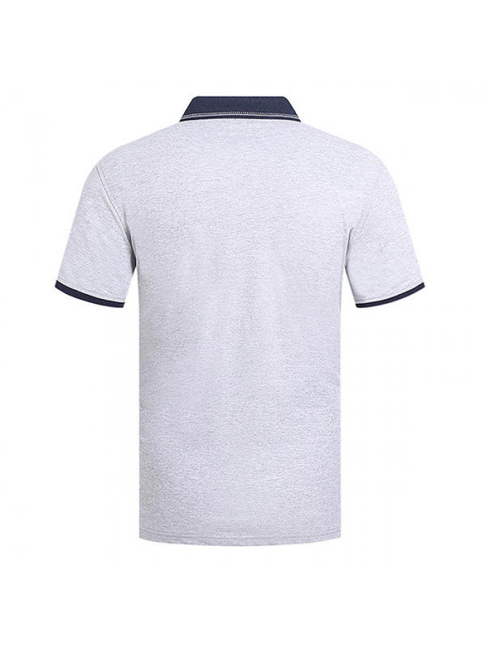 Summer Mens Soild Color Multi-color Short-Sleeve Golf Shirt Breathable Cotton Lapel T-Shirt