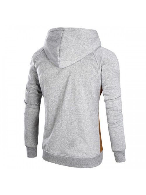 Fashion Color block Splicing Hooded Sweater Mens L...