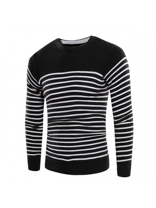 Concise Fashion Striped Printed Sweater Men's Knit...