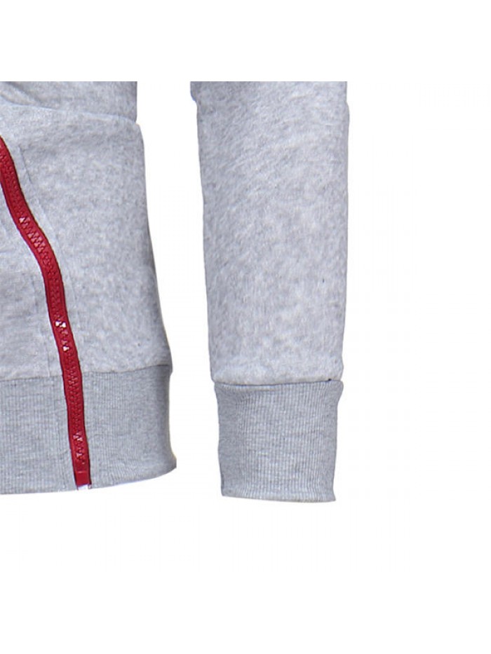 Men's Fashion Diagonal Zipper Hoodies Drawstring Casual Solid Color Slim Fit Sweatshirt Jacket