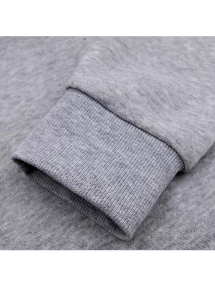 Men's Fashion Solid Color Hooded Sweatshirts Casual Zipper Deerskin Stitching Sport Hoodies