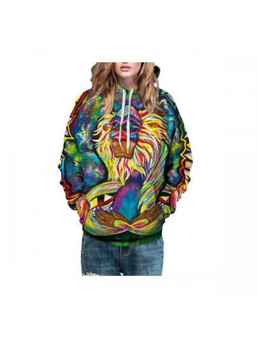 Fashion Colorful Monkey Oily Painting Printed Hood...