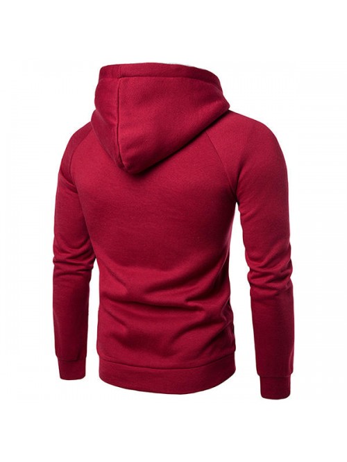 Mens Fashion Zipper Collar Cashmere Hooded Sweater...