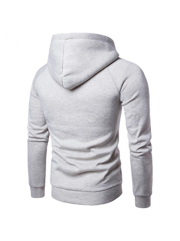 Mens Fashion Zipper Collar Cashmere Hooded Sweater Casual Large Pocket Long Sleeve Hoodies