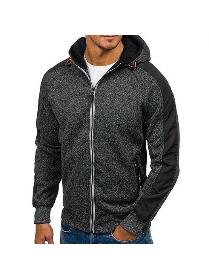 Men's Casual Jacquard Cashmere Cardigan Hooded Fashion Zip Up Hoodies