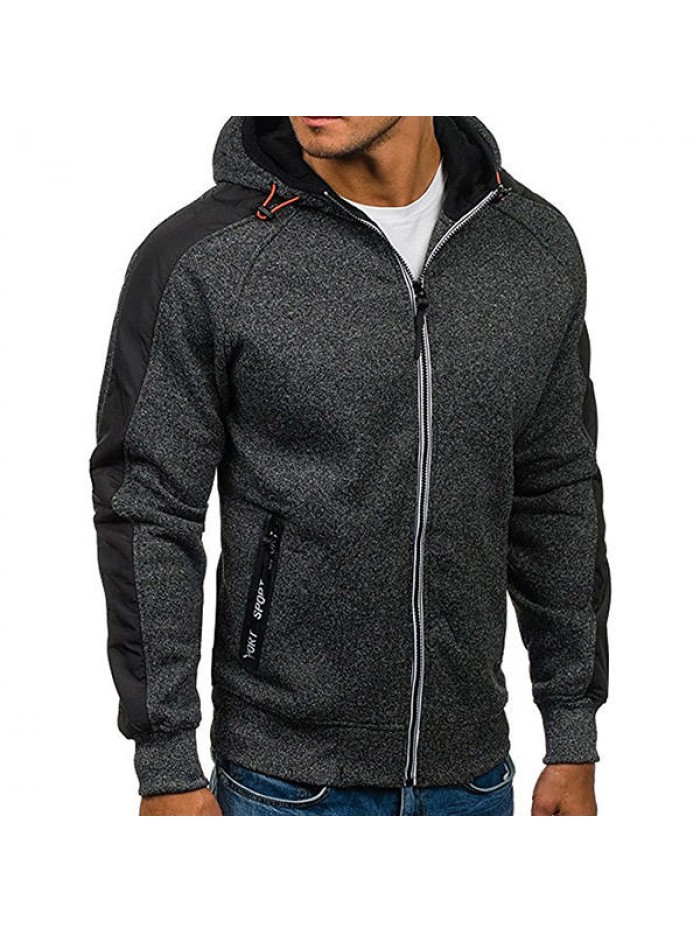 Men's Casual Jacquard Cashmere Cardigan Hooded Fashion Zip Up Hoodies