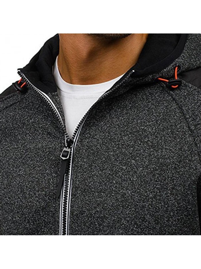 Men's Casual Jacquard Cashmere Cardigan Hooded Fashion Zip Up Hoodies