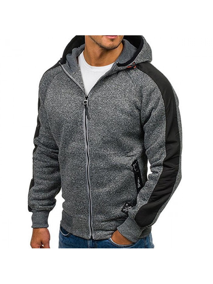 Men's Casual Jacquard Cashmere Cardigan Hooded Fashion Zip Up Hoodies