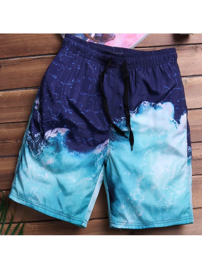 TWO-SIDED Mens Quick Drying Summer Hawaiian Style Beach Board Shorts