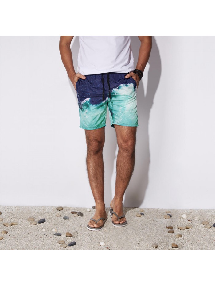 TWO-SIDED Mens Quick Drying Summer Hawaiian Style Beach Board Shorts