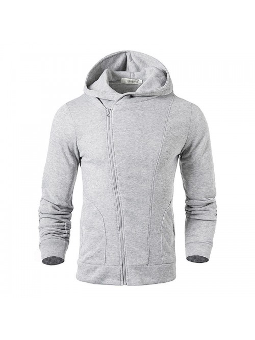 Mens Zip Up Pure Color Soft Sport Hoodies