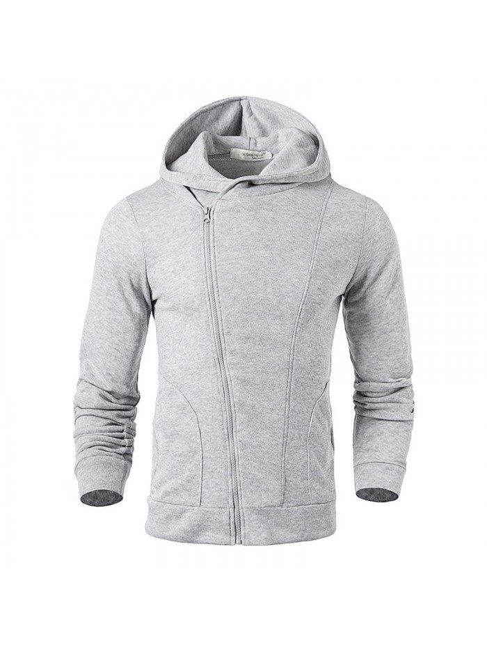 Mens Zip Up Pure Color Soft Sport Hoodies