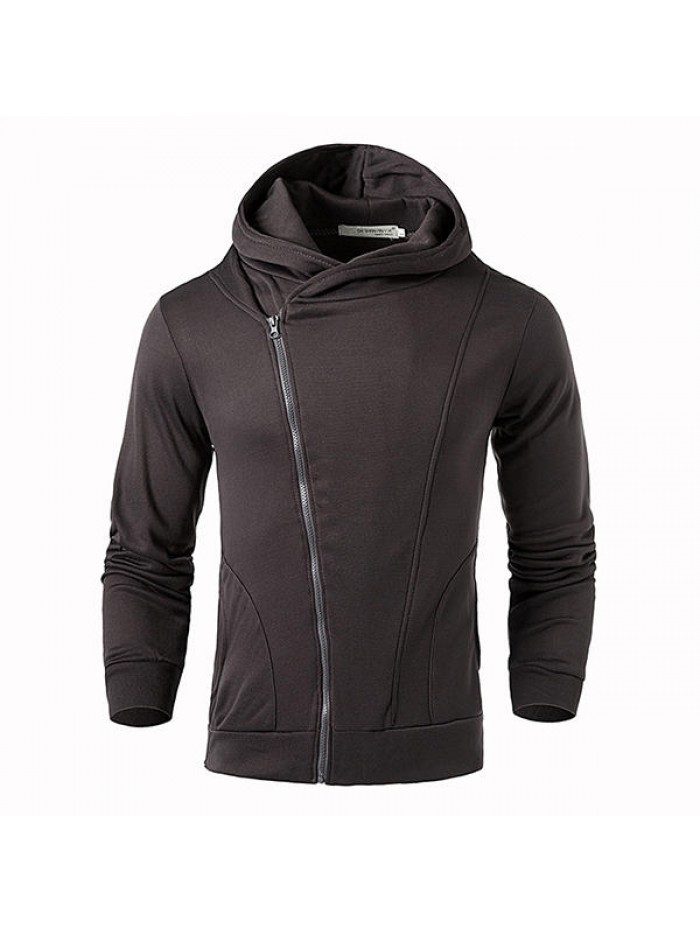 Mens Zip Up Pure Color Soft Sport Hoodies