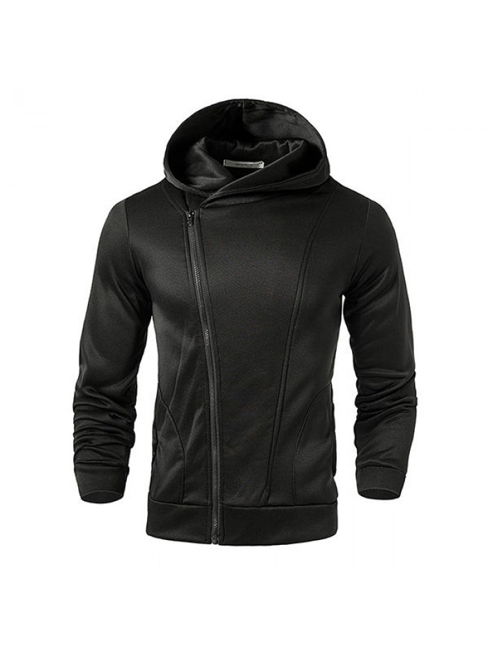 Mens Zip Up Pure Color Soft Sport Hoodies