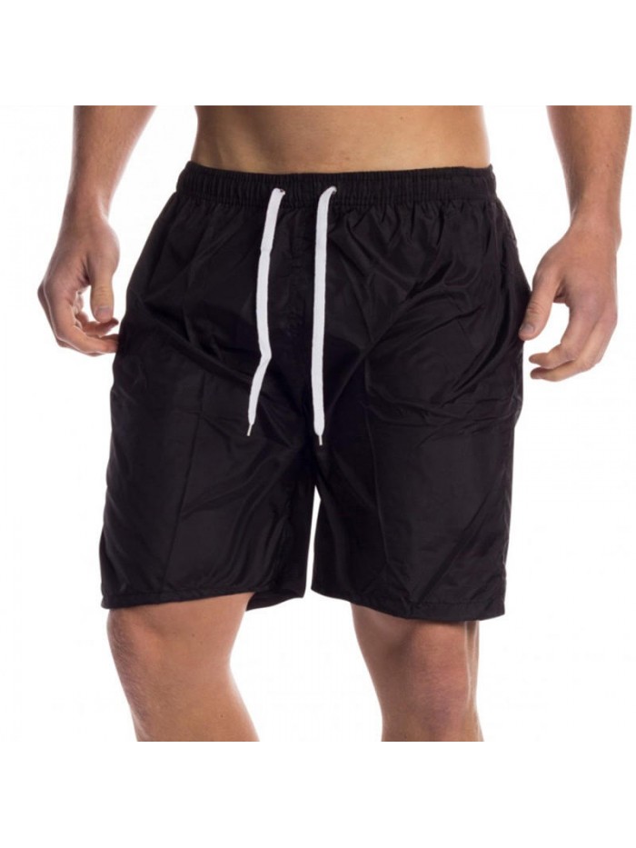 Summer Pure Color Casual Home Lounge Drawstring Beach Board Shorts for Men