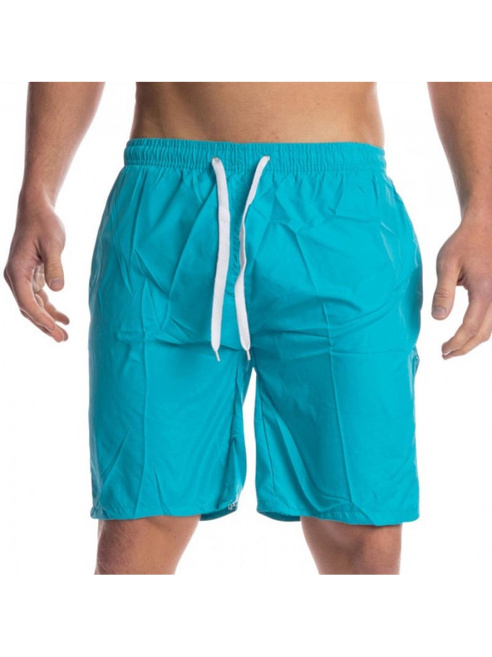 Summer Pure Color Casual Home Lounge Drawstring Beach Board Shorts for Men