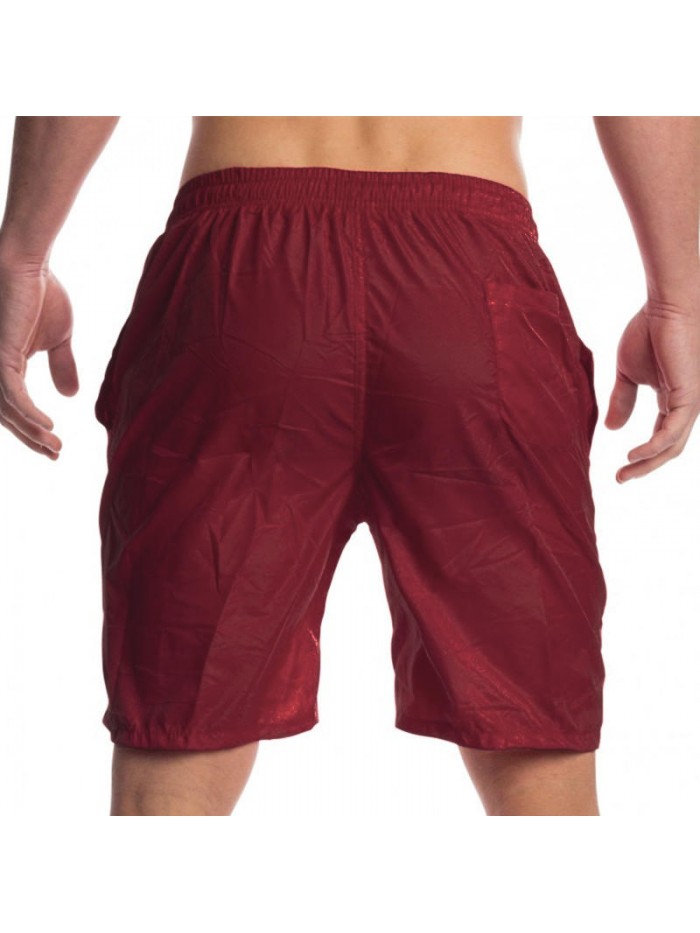 Summer Pure Color Casual Home Lounge Drawstring Beach Board Shorts for Men