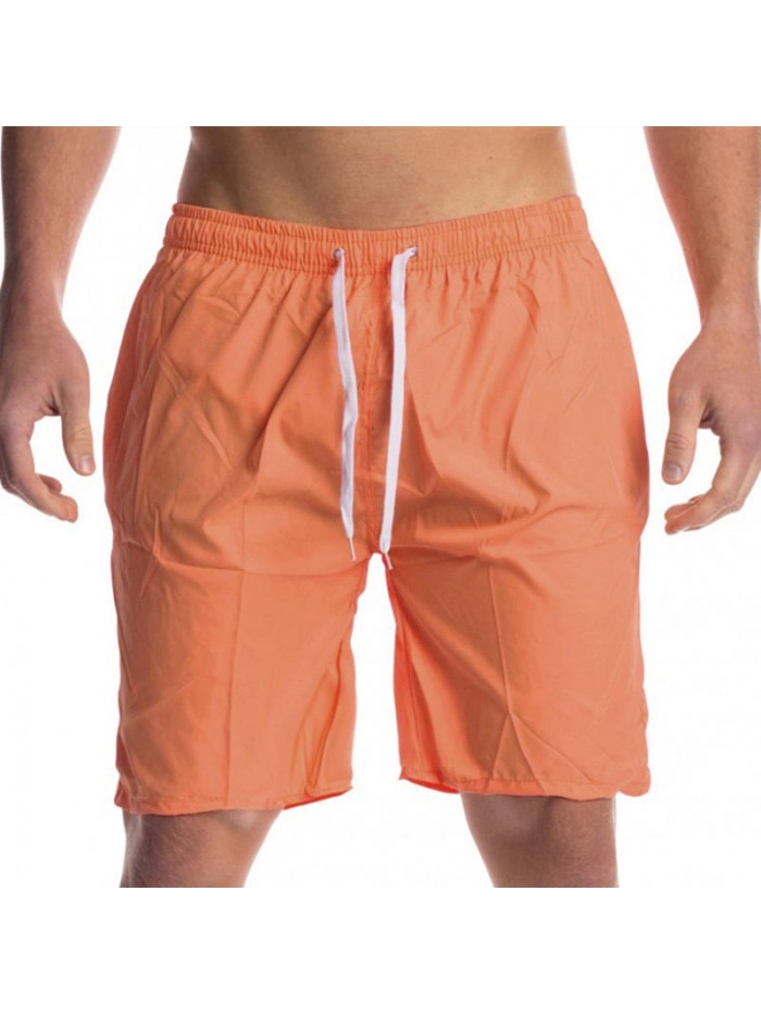 Summer Pure Color Casual Home Lounge Drawstring Beach Board Shorts for Men