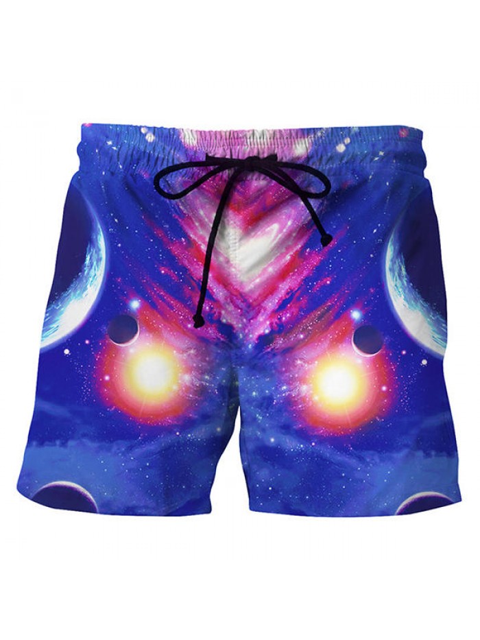 3D Starry Sky Creative Printing Summer Leisure Beach Board Shorts for Men