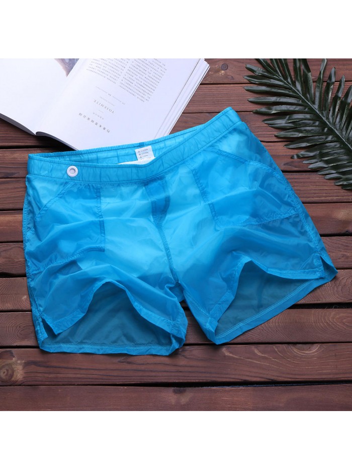 Mens Quick Drying Loose Thin Transparent Breathable Sport Swimming Board Shorts