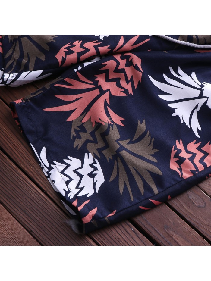 TWO-SIDED Mens Knee Length Drawstring Printing Hawaiian Style Beach Board Shorts