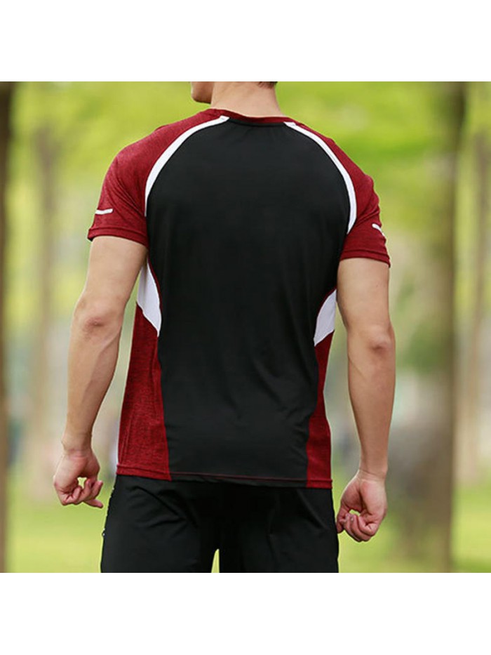 Spliced sports breathable T-shirt