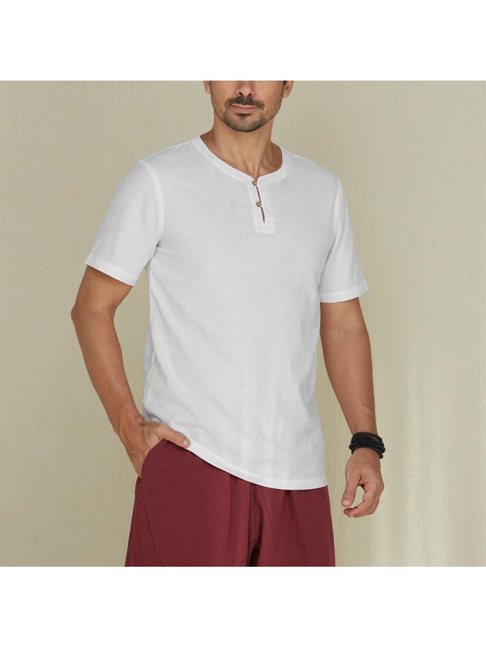 Cotton and linen loose antibacterial T-shirt