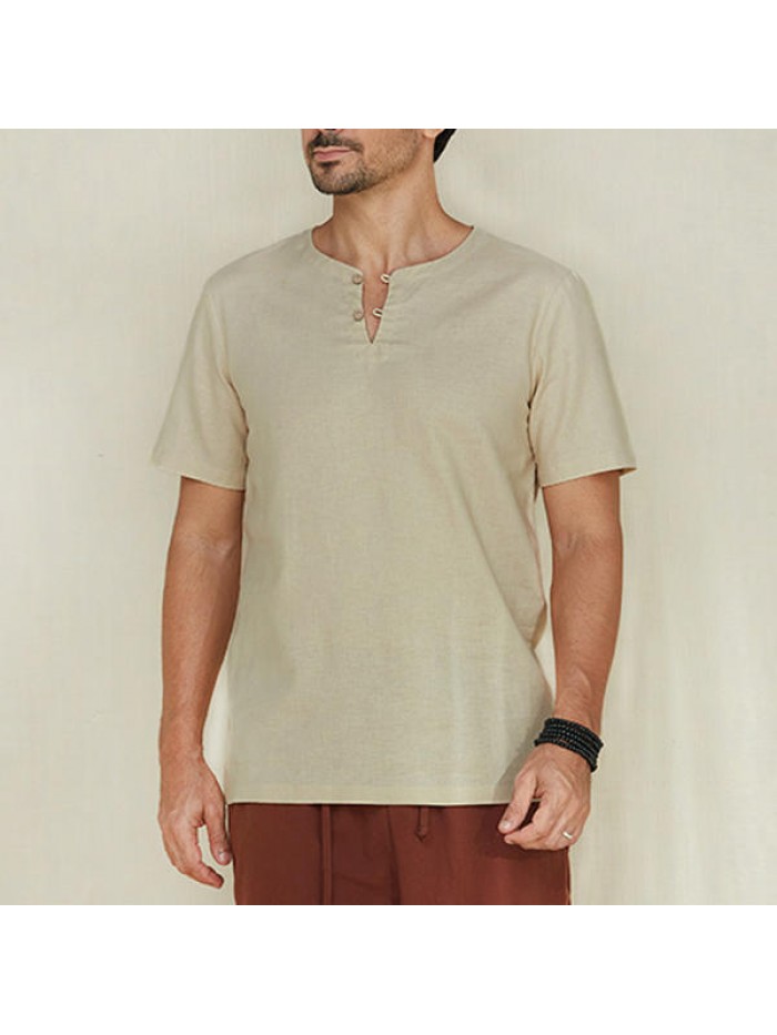 Cotton and linen loose antibacterial T-shirt