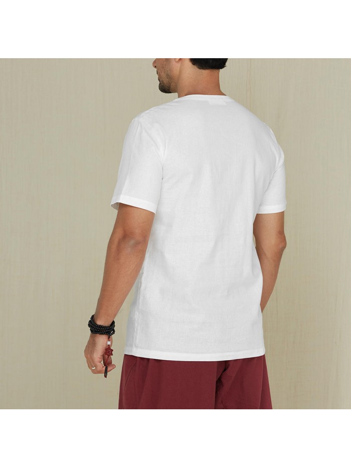 Cotton and linen loose antibacterial T-shirt