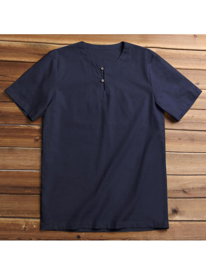 Cotton and linen loose antibacterial T-shirt