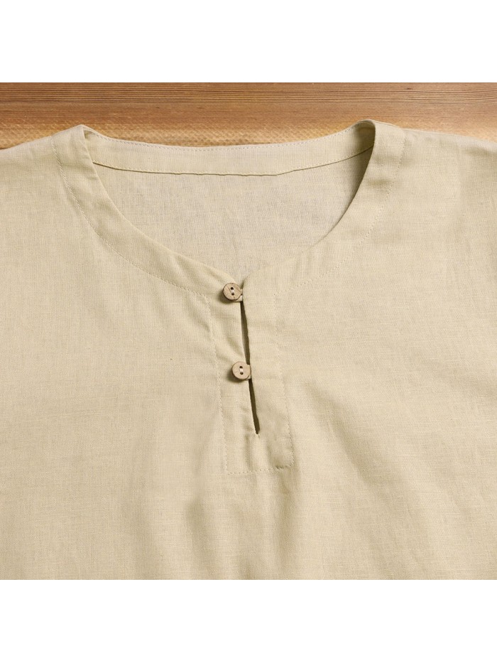 Cotton and linen loose antibacterial T-shirt