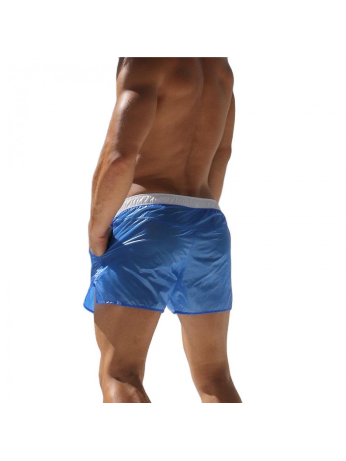 Mens Fashion Sexy Translucent Solid Color Sport Polyester Beach Board Shorts