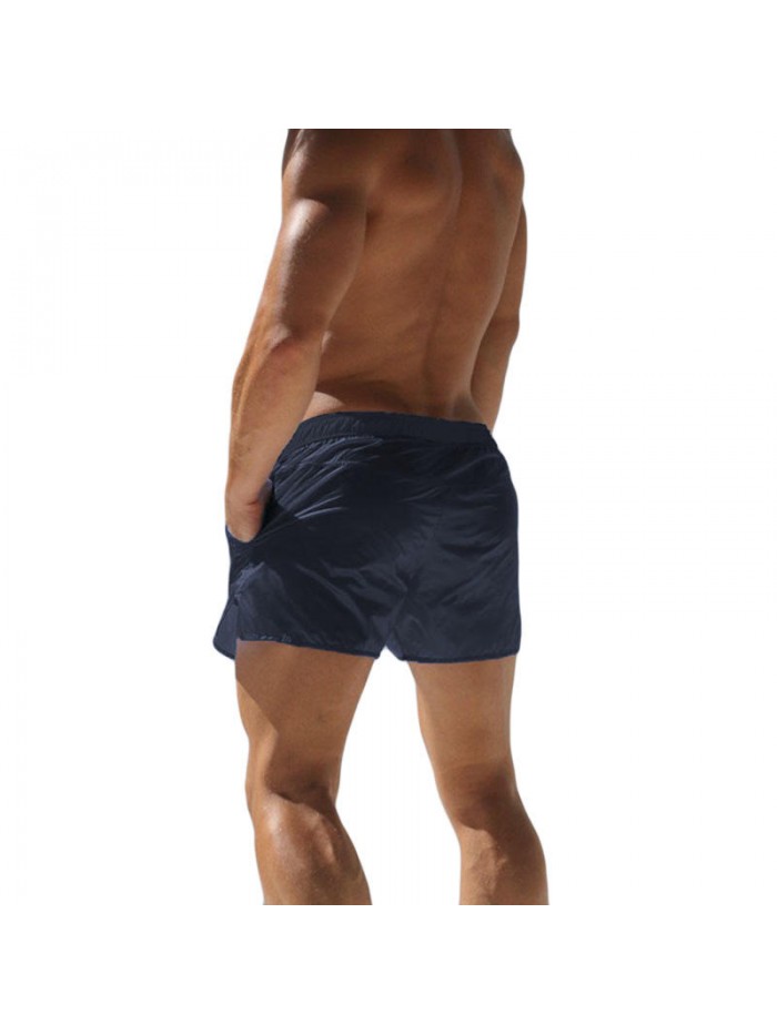 Mens Fashion Sexy Translucent Solid Color Sport Polyester Beach Board Shorts