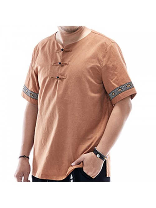 Chinese style retro casual cotton T-shirt male