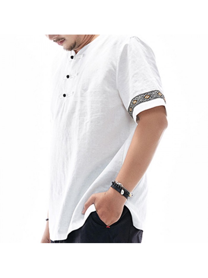 Chinese style retro casual cotton T-shirt male