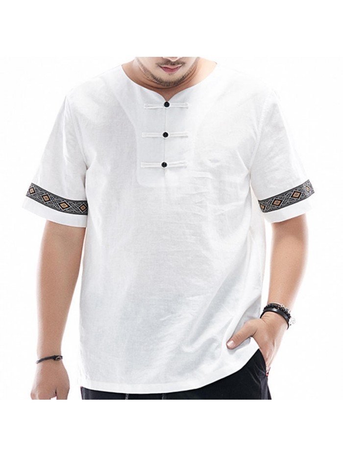 Chinese style retro casual cotton T-shirt male