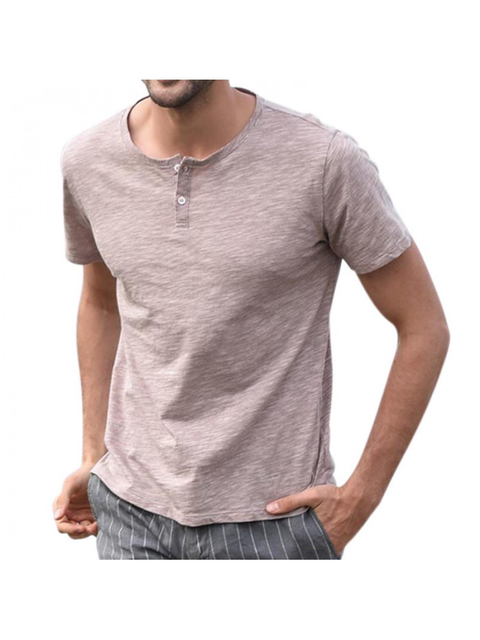 Button decorated o collar casual T-shirt