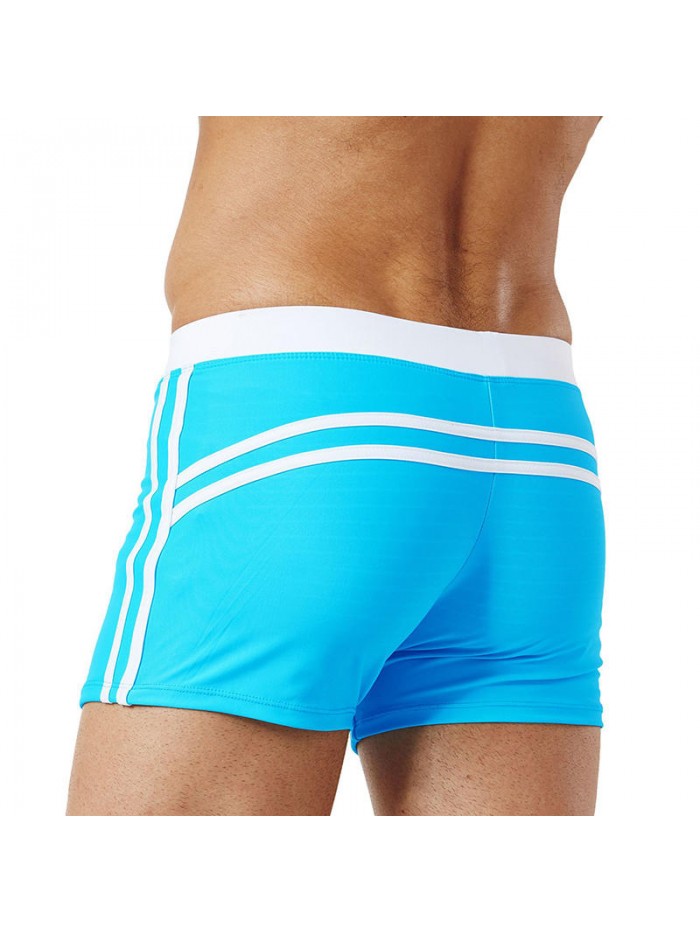 Drawstring Pure Color Quick Dry Elastic Boxers Swim Trunks Swimwear for Men