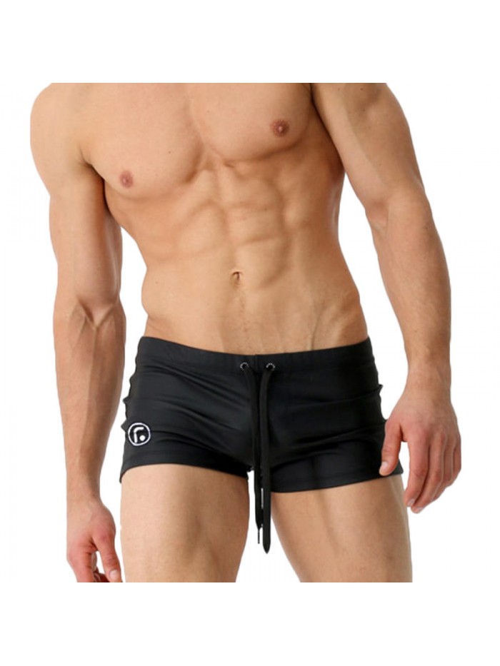 Drawstring Low Waist Beach Hot Springs Boxers Swim Trunks Swimwear for Men