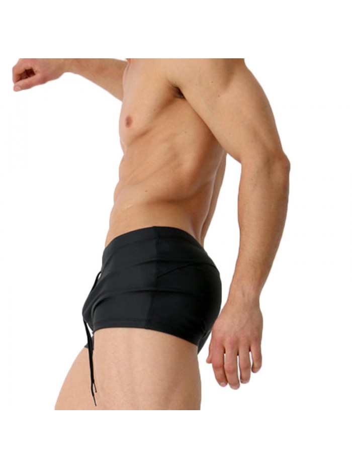 Drawstring Low Waist Beach Hot Springs Boxers Swim Trunks Swimwear for Men