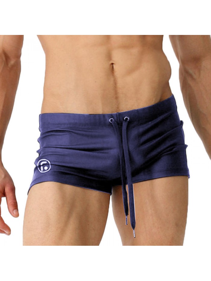 Drawstring Low Waist Beach Hot Springs Boxers Swim Trunks Swimwear for Men