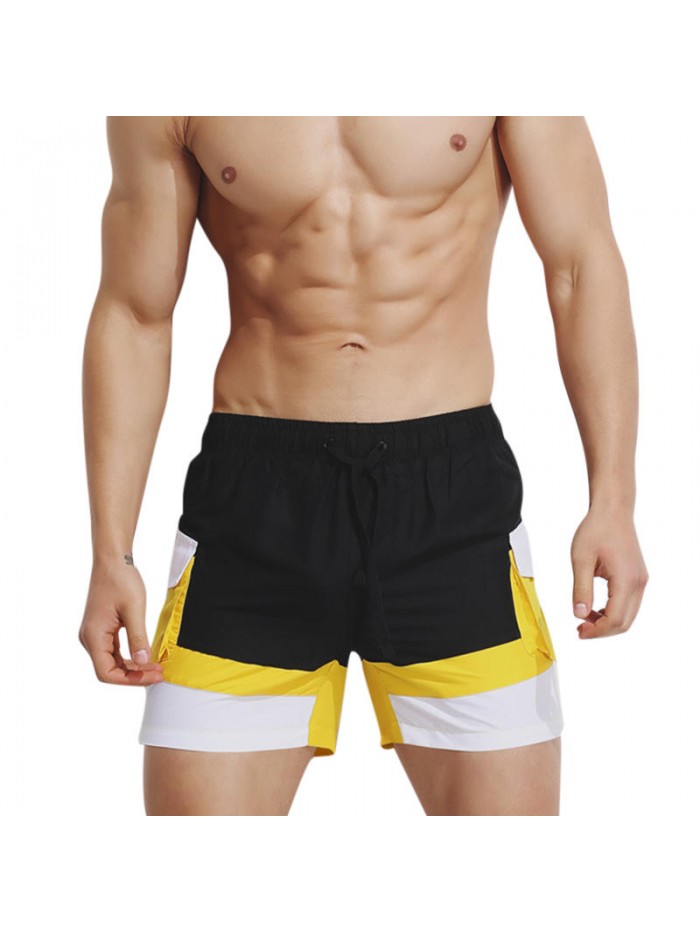 SUPPERBODY Color Splicing Side Pocket Comfy Breathable Leisure Beach Board Shorts for Men