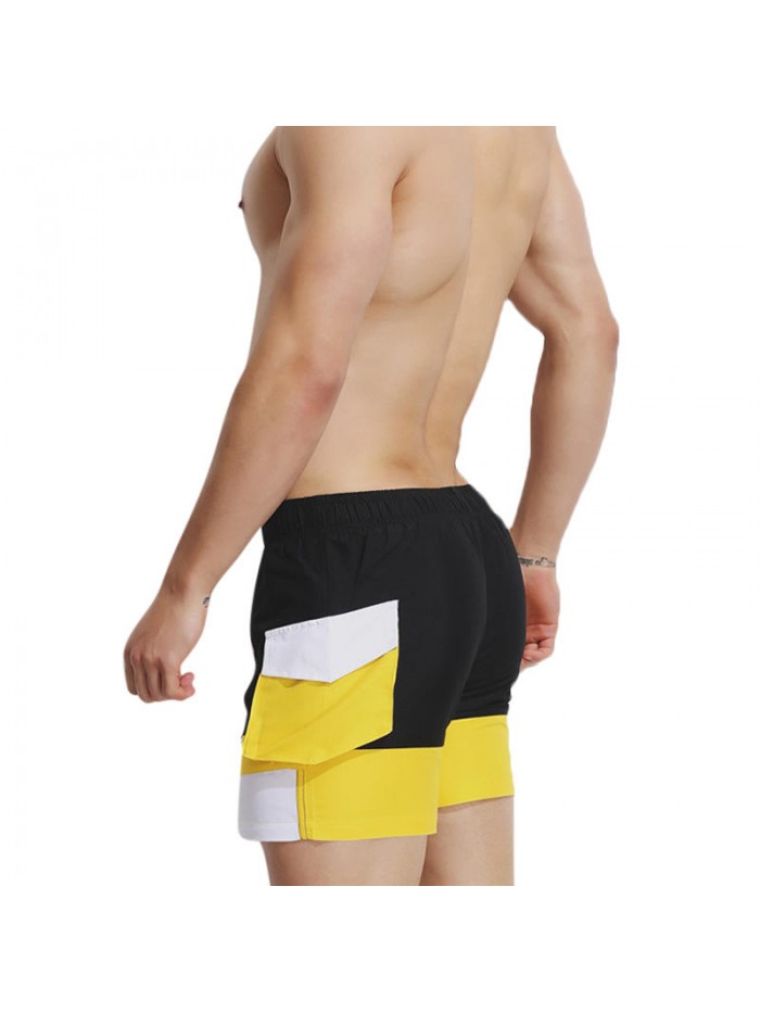 SUPPERBODY Color Splicing Side Pocket Comfy Breathable Leisure Beach Board Shorts for Men