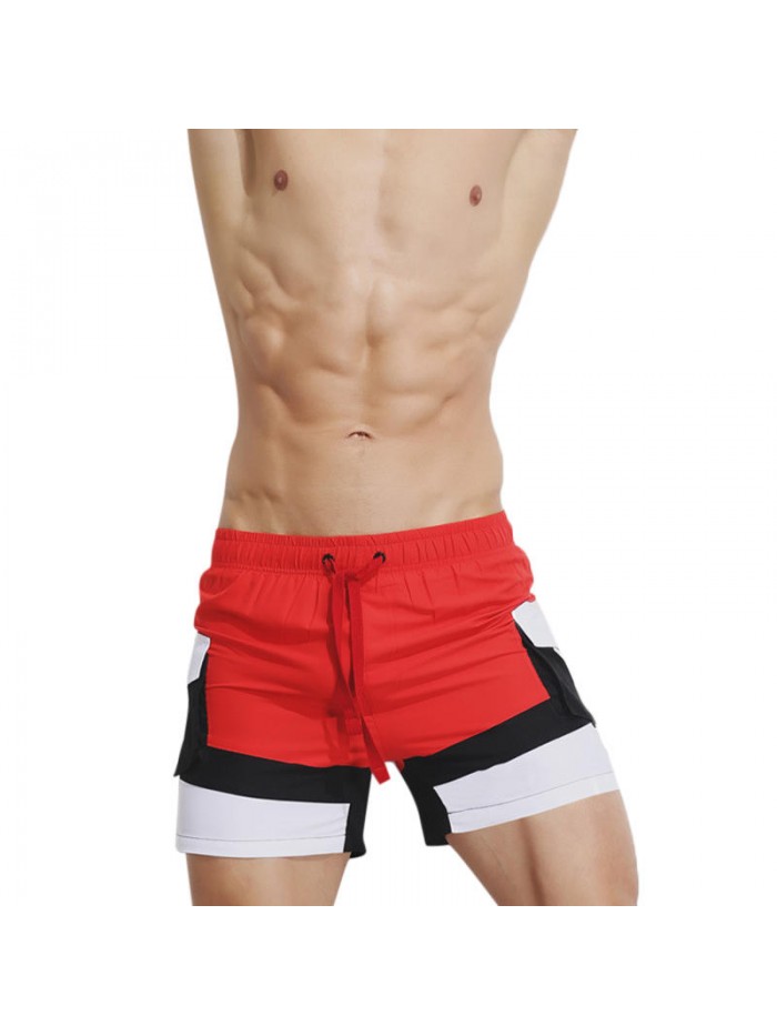 SUPPERBODY Color Splicing Side Pocket Comfy Breathable Leisure Beach Board Shorts for Men