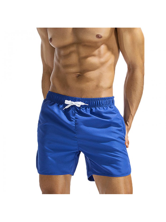 Summer Pure Color Quick Drying Breathable Zipper Pocket Sport Casual Beach Board Shorts for Men