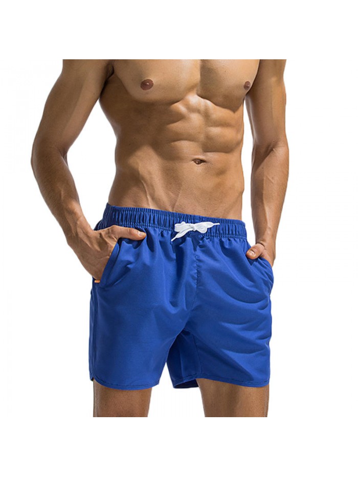 Summer Pure Color Quick Drying Breathable Zipper Pocket Sport Casual Beach Board Shorts for Men