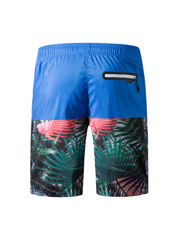 Mens Loose Quick Drying Casual Printing Splice Beach Board Shorts