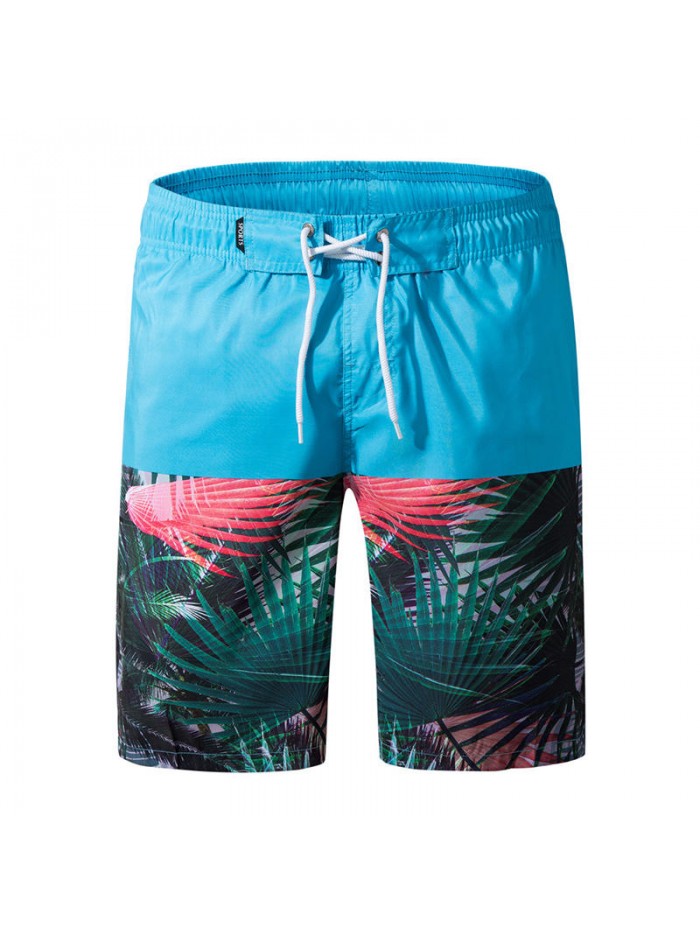 Mens Loose Quick Drying Casual Printing Splice Beach Board Shorts